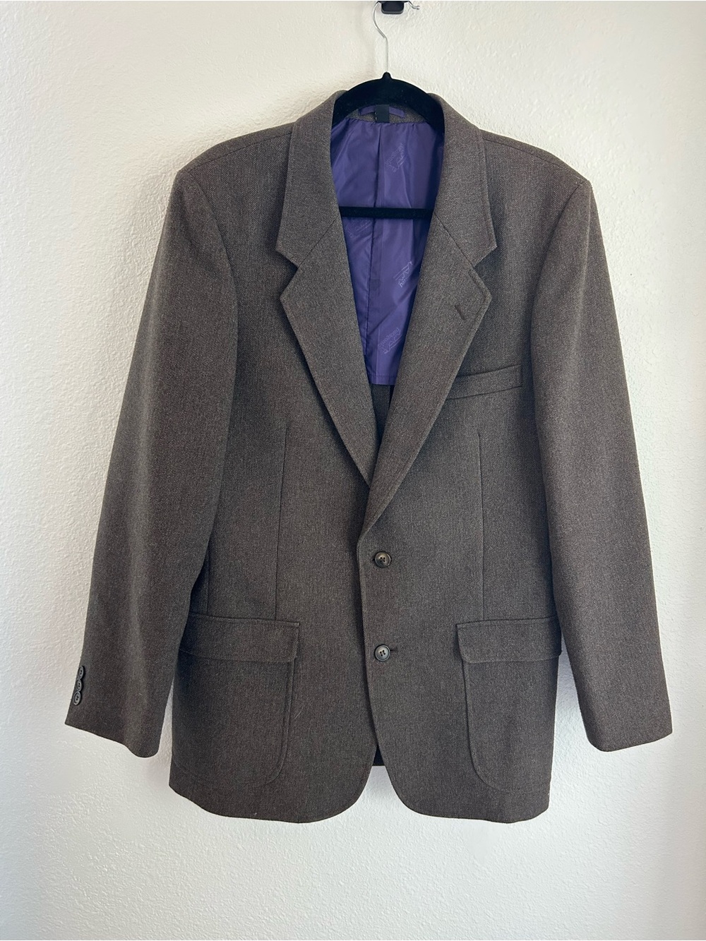 Patagonia Brown Men's Vintage 1980s Herringbone Tweed Travel Sport Coat